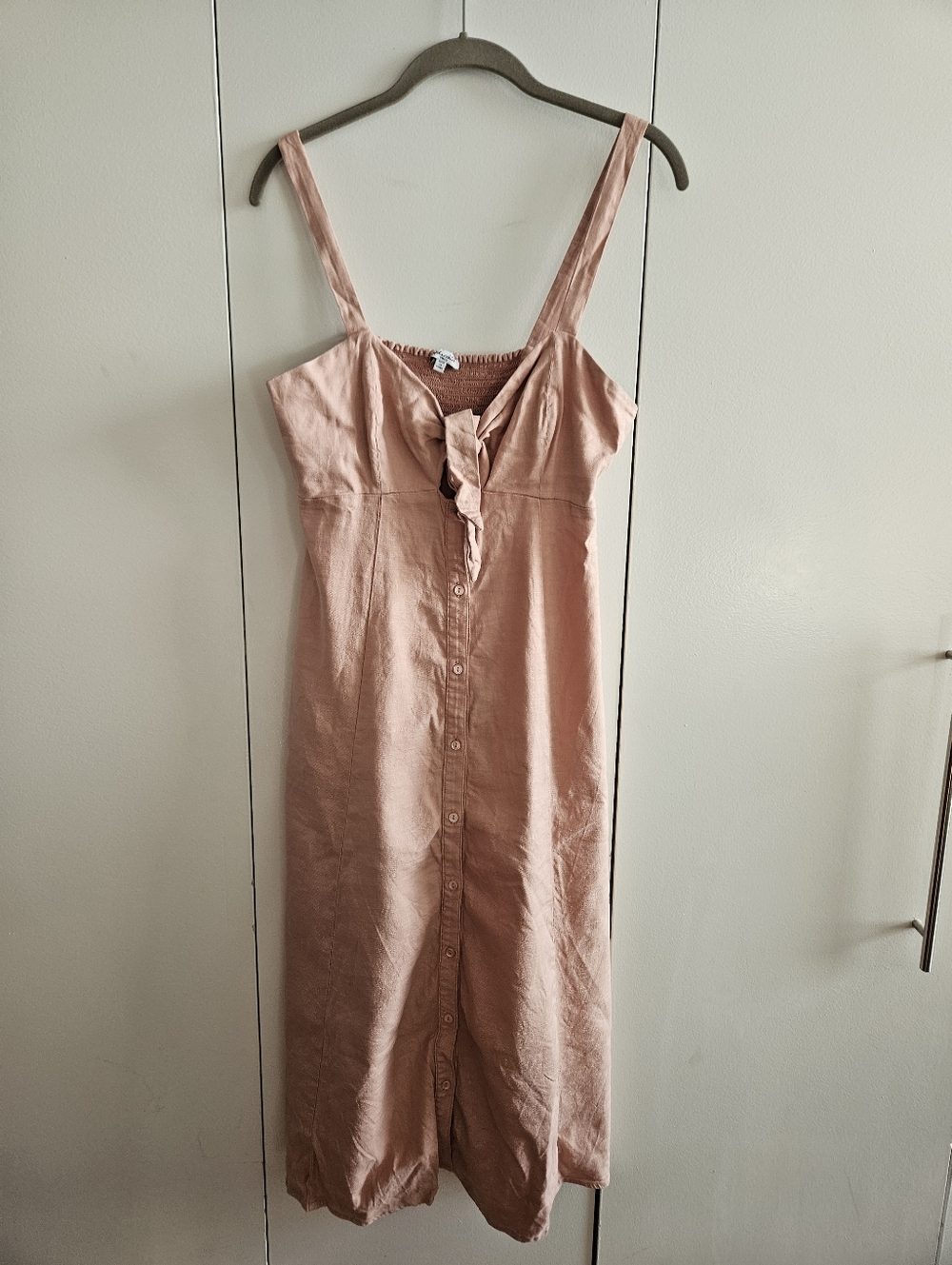 Splendid Size S Strappy Button-Front Midi Dress in Dusty Rose